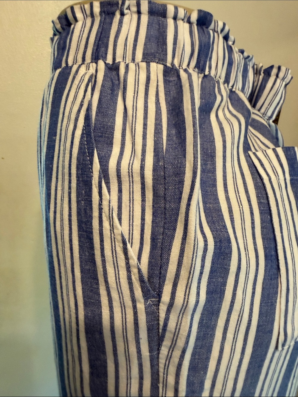NWOT LOFT Blue & White Striped Linen Drawstring Pants w/Pockets - Picture 10 of 15